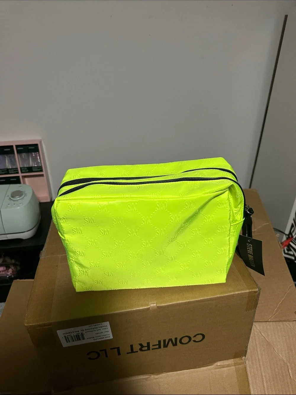 Steve Madden Neon Yellow Double-Zip Toiletry Pouch